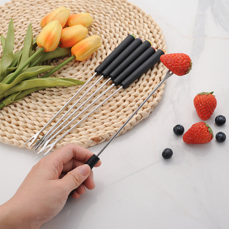 CozyNest Stainless steel cake chocolate cheese fruit fork 6-piece set