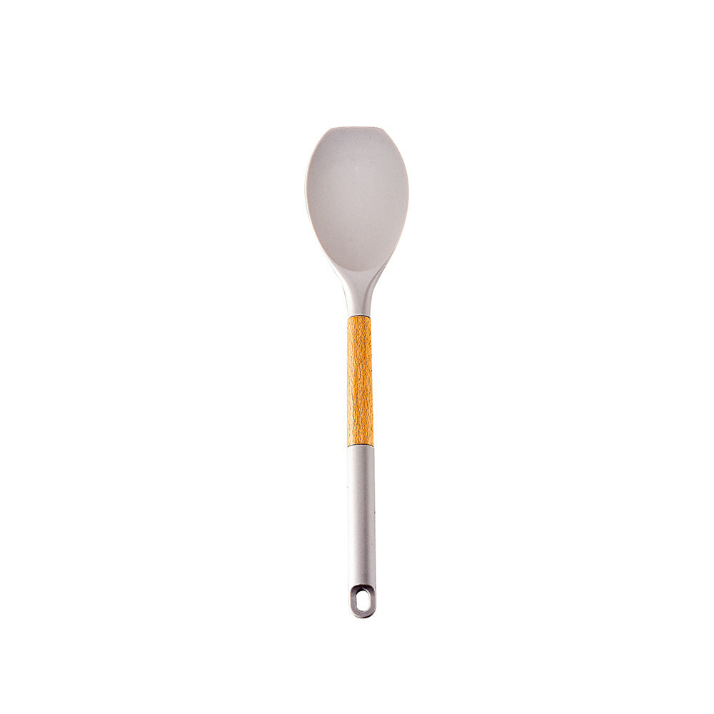 CozyNest Wooden handle silicone kitchenware 11-piece set, heat-proof tail cover, handle cooking silicone spoon kitchenware set kitchen
