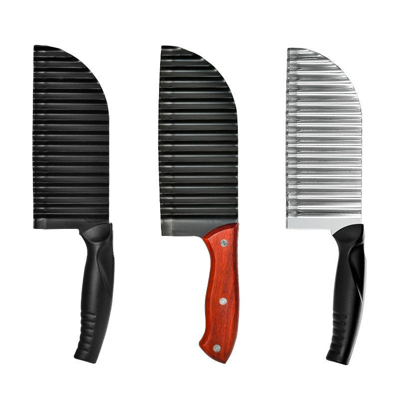 CozyNest Stainless steel wolf tooth potato knife potato chip knife wave knife potato cut, non-lacquered embossing knife potato corrugated knife