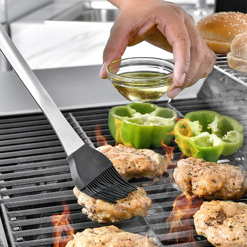CozyNest Stainless steel 16-inch barbecue tool 5-piece set, rubber non-slip handle outdoor BBQ barbecue grill set