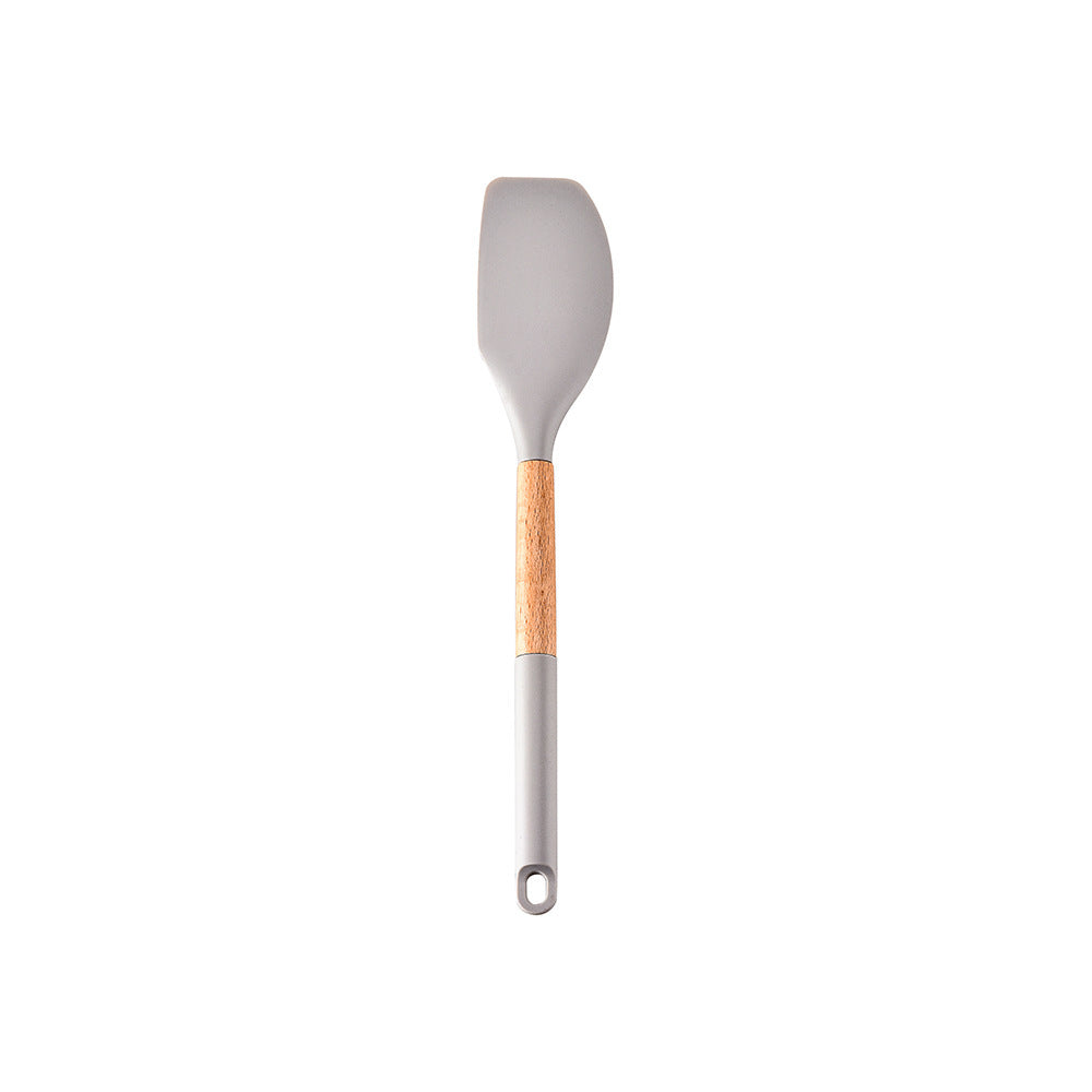 CozyNest Wooden handle silicone kitchenware 11-piece set, heat-proof tail cover, handle cooking silicone spoon kitchenware set kitchen