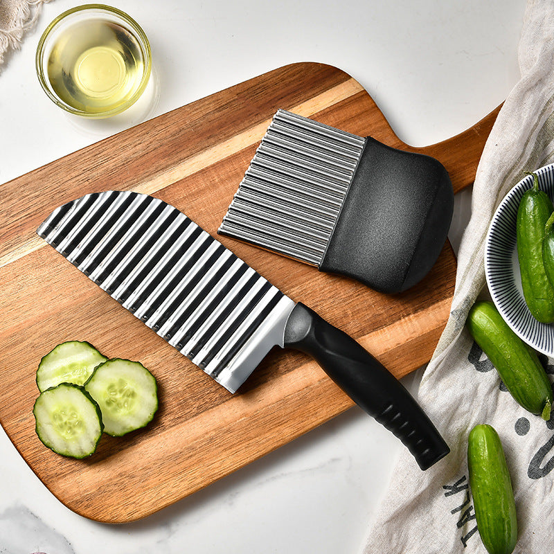 CozyNest Stainless steel wolf tooth potato knife potato chip knife wave knife potato cut, non-lacquered embossing knife potato corrugated knife