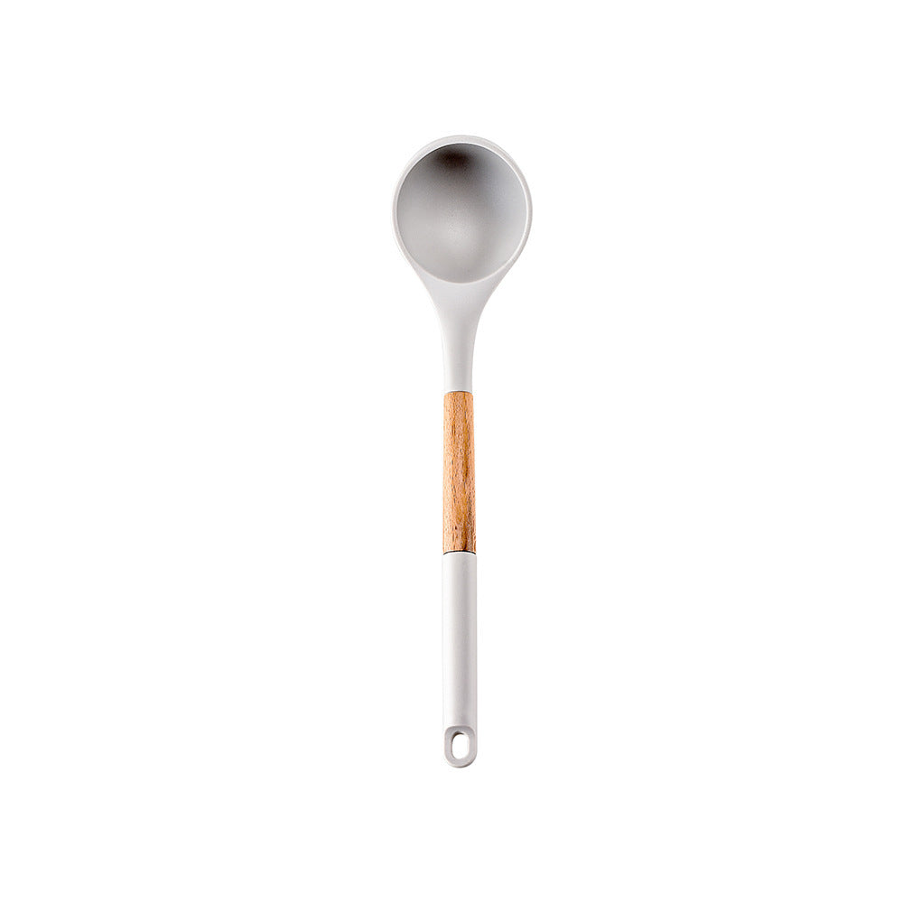 CozyNest Wooden handle silicone kitchenware 11-piece set, heat-proof tail cover, handle cooking silicone spoon kitchenware set kitchen