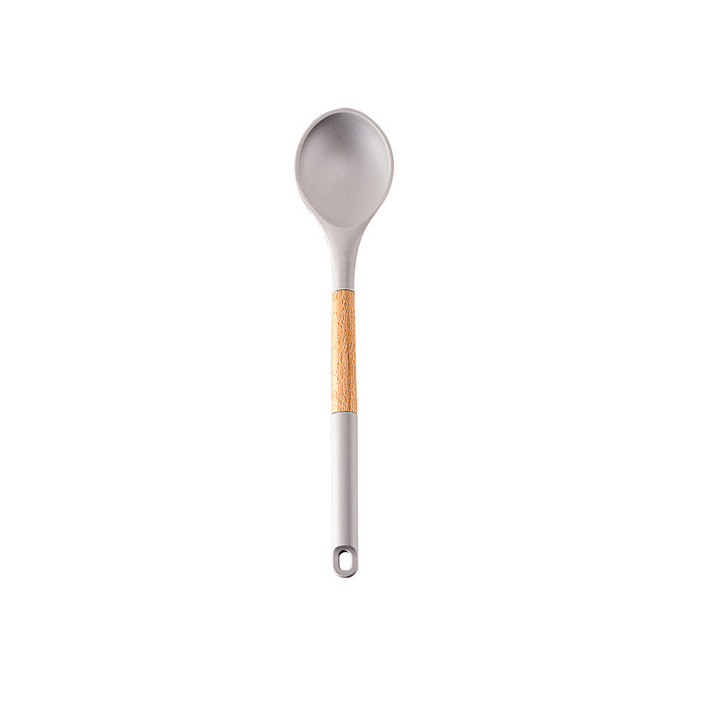 CozyNest Wooden handle silicone kitchenware 11-piece set, heat-proof tail cover, handle cooking silicone spoon kitchenware set kitchen