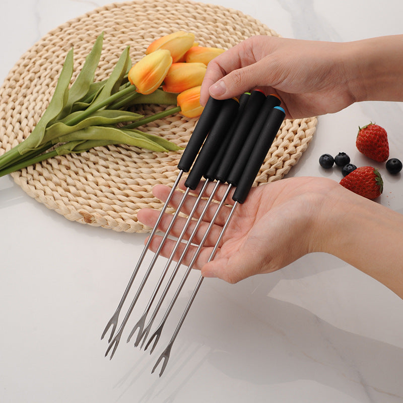CozyNest Stainless steel cake chocolate cheese fruit fork 6-piece set