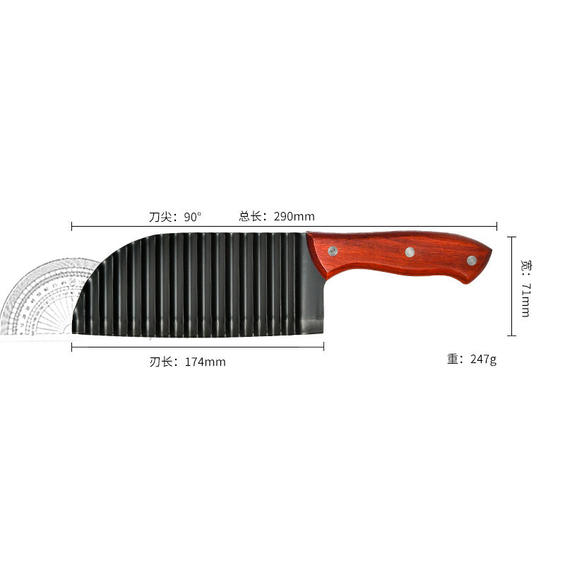 CozyNest Stainless steel wolf tooth potato knife potato chip knife wave knife potato cut, non-lacquered embossing knife potato corrugated knife