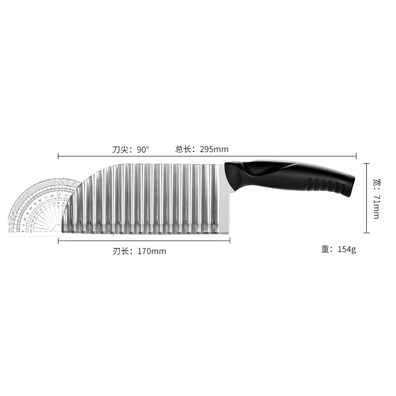 CozyNest Stainless steel wolf tooth potato knife potato chip knife wave knife potato cut, non-lacquered embossing knife potato corrugated knife