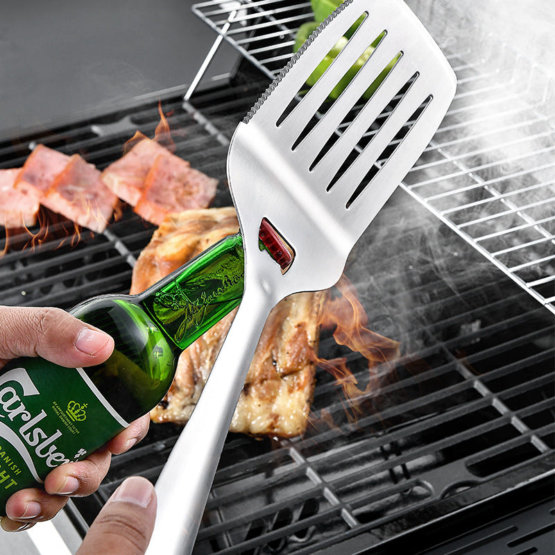 CozyNest Stainless steel 16-inch barbecue tool 5-piece set, rubber non-slip handle outdoor BBQ barbecue grill set