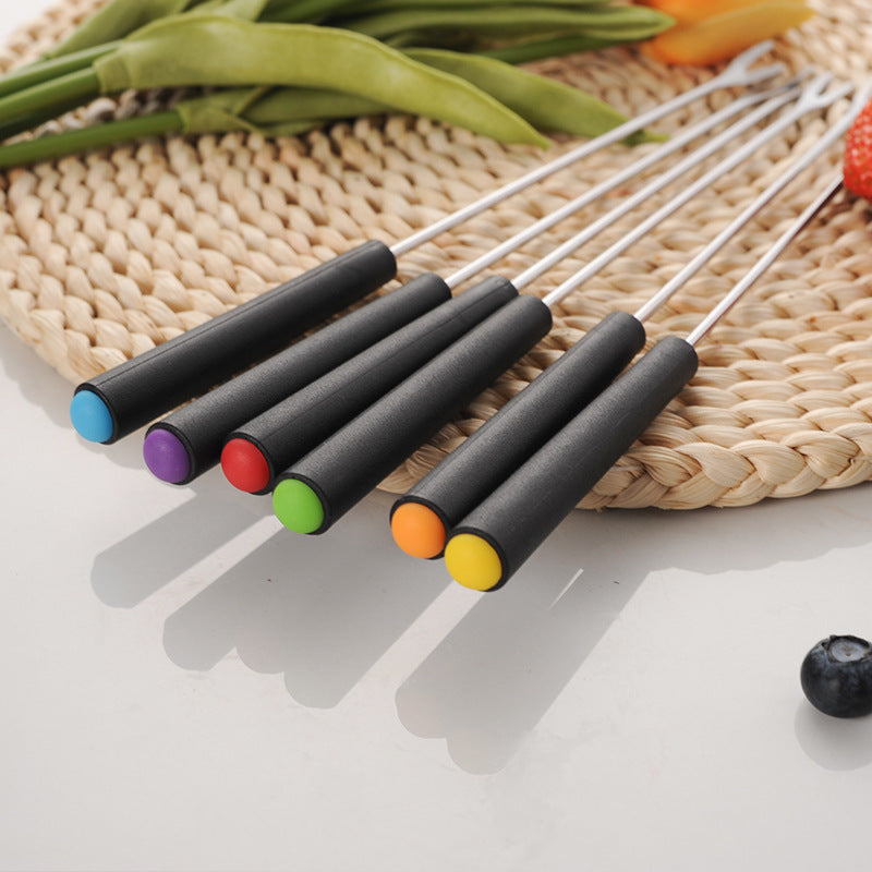 CozyNest Stainless steel cake chocolate cheese fruit fork 6-piece set