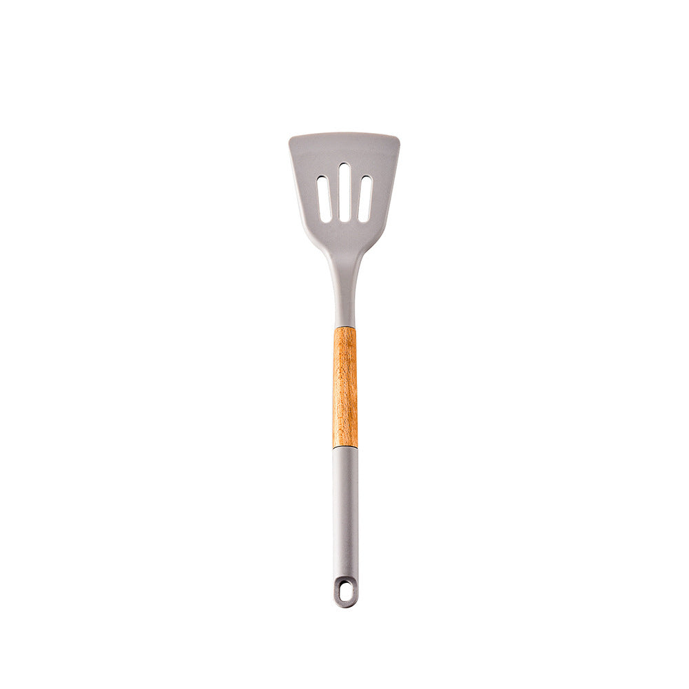 CozyNest Wooden handle silicone kitchenware 11-piece set, heat-proof tail cover, handle cooking silicone spoon kitchenware set kitchen
