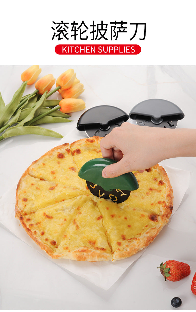 CozyNest Stainless steel round roller pizza cutter single knife wheel pizza cutter cake cutter cake cutter baking tool