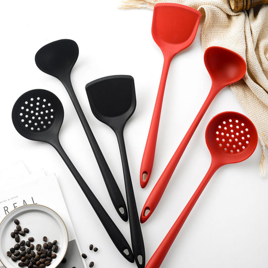 CozyNest silicone kitchenware integrated heat-resistant non-stick long  large colander spatula spoon