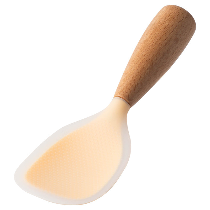 CozyNest Silicone Kitchen Utensils Set with Holder -  Wooden Handle Heat-Resistant Spatula, Ladle, Slotted Turner, Tongs & Spoon for Nonstick Cookware