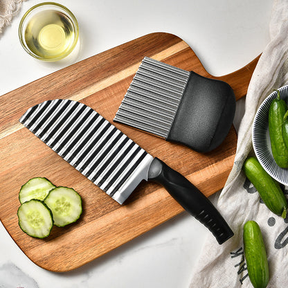 CozyNest Stainless steel wolf tooth potato knife potato chip knife wave knife potato cut, non-lacquered embossing knife potato corrugated knife