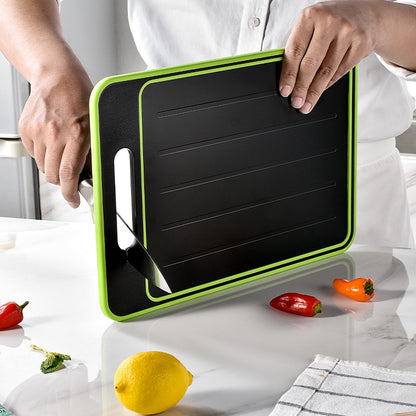 CozyNest Multifunctional garlic mash cutting board with knife sharpener, physical thawing aluminum alloy spray paint double-sided cutting board