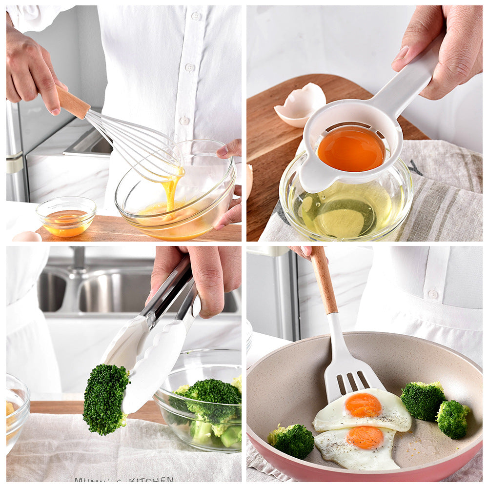 CozyNest non-stick pan silicone kitchenware 12-piece set, high temperature resistant home cooking spoon kitchen tools