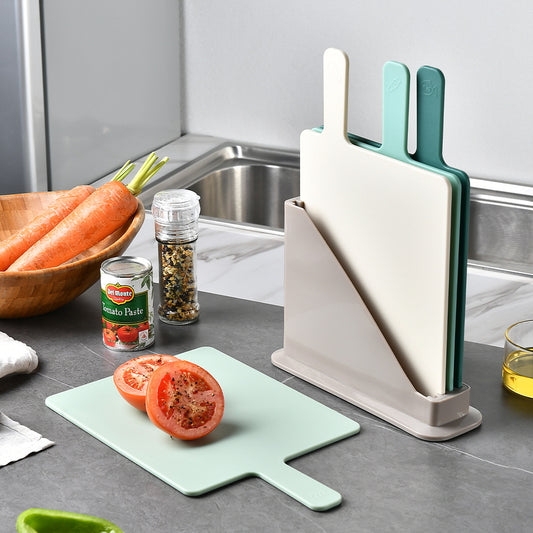 CozyNest Plastic sorting cutting board four-piece set with base 4-color pp cutting board