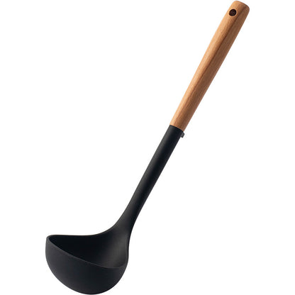 CozyNest Silicone Kitchen Utensils Set with Holder -  Wooden Handle Heat-Resistant Spatula, Ladle, Slotted Turner, Tongs & Spoon for Nonstick Cookware
