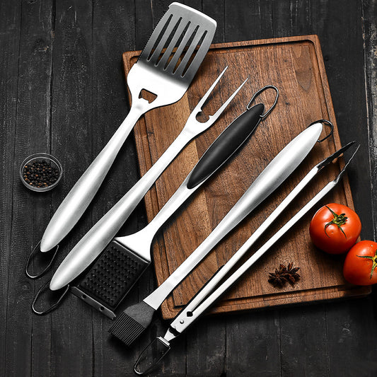 CozyNest Stainless steel 16-inch barbecue tool 5-piece set, rubber non-slip handle outdoor BBQ barbecue grill set