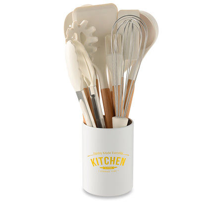 CozyNest Customized wooden handle silicone kitchen set 10-piece set, kitchen tools non-stick pan shovel spoon kitchen set