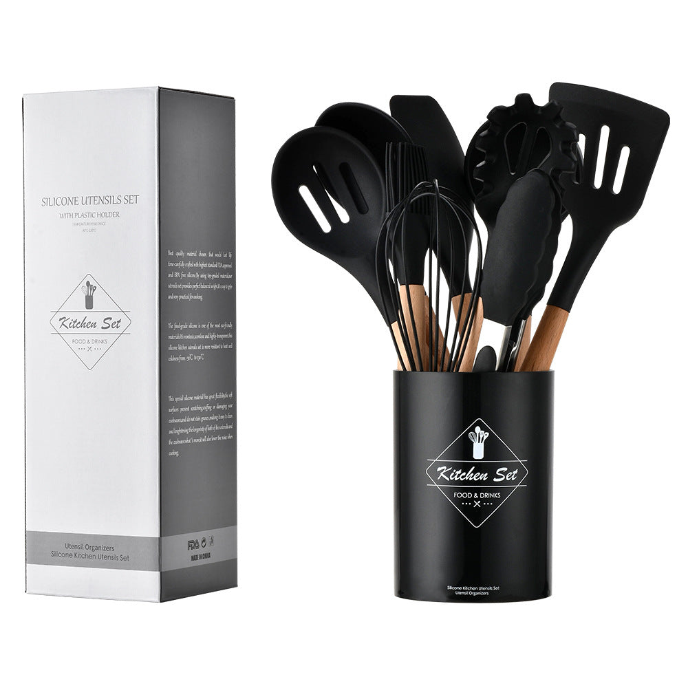 CozyNest non-stick pan silicone kitchenware 12-piece set, high temperature resistant home cooking spoon kitchen tools