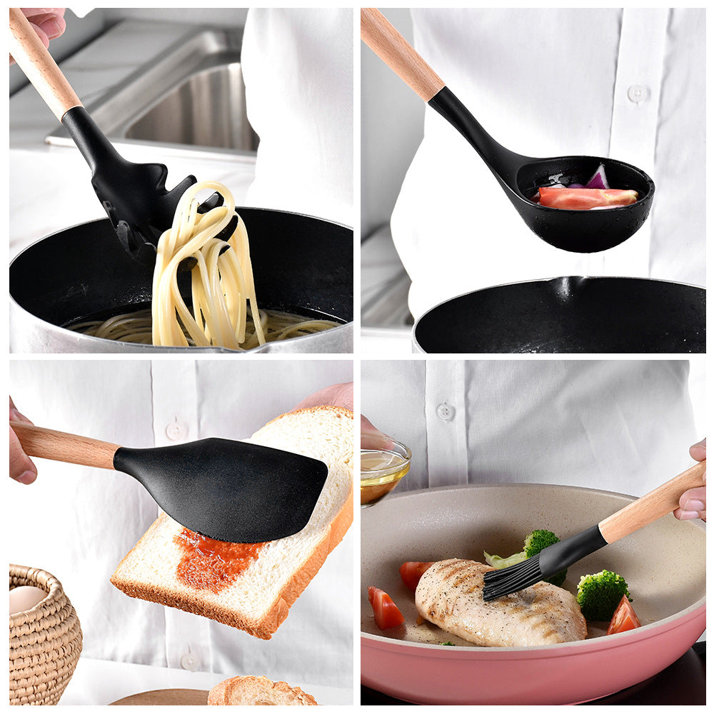 CozyNest non-stick pan silicone kitchenware 12-piece set, high temperature resistant home cooking spoon kitchen tools