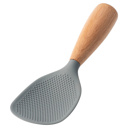 CozyNest Silicone Kitchen Utensils Set with Holder -  Wooden Handle Heat-Resistant Spatula, Ladle, Slotted Turner, Tongs & Spoon for Nonstick Cookware