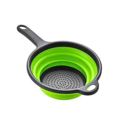 Long handle PP + TPR folding drain basket, retractable filter basket fruit and vegetable filter tray, kitchen dish