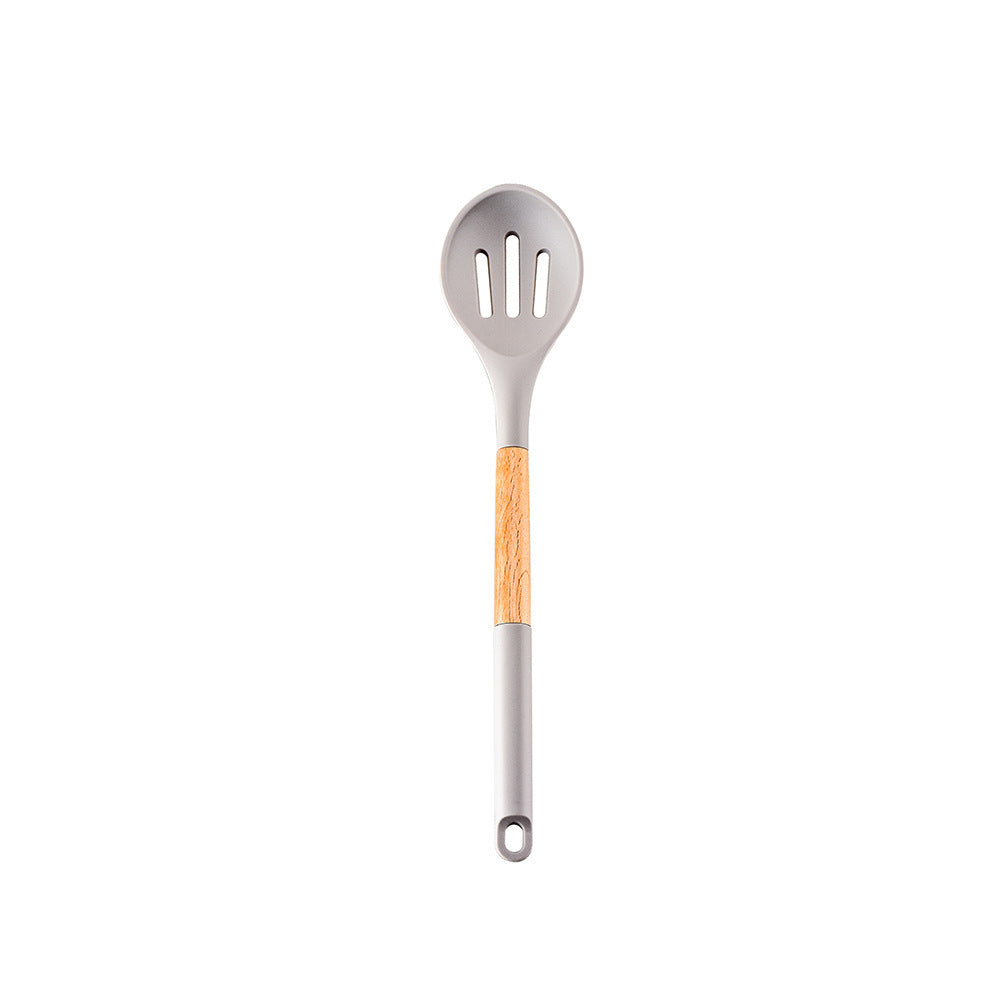 CozyNest Wooden handle silicone kitchenware 11-piece set, heat-proof tail cover, handle cooking silicone spoon kitchenware set kitchen