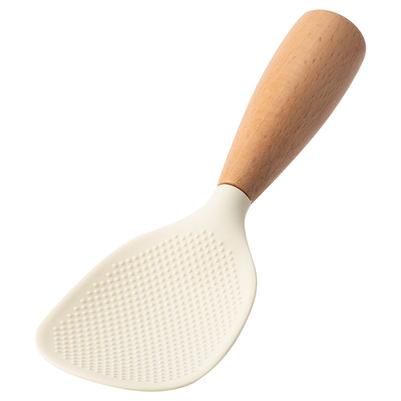 CozyNest Silicone Kitchen Utensils Set with Holder -  Wooden Handle Heat-Resistant Spatula, Ladle, Slotted Turner, Tongs & Spoon for Nonstick Cookware