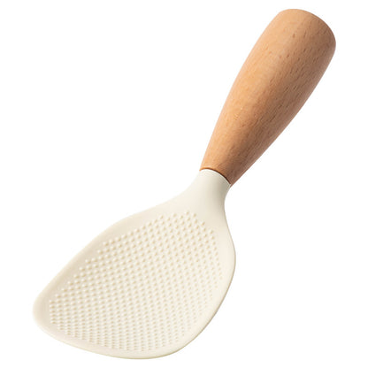 CozyNest Silicone Kitchen Utensils Set with Holder -  Wooden Handle Heat-Resistant Spatula, Ladle, Slotted Turner, Tongs & Spoon for Nonstick Cookware