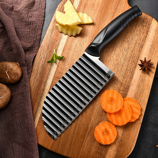 CozyNest Stainless steel wolf tooth potato knife potato chip knife wave knife potato cut, non-lacquered embossing knife potato corrugated knife