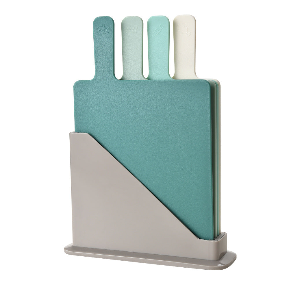 CozyNest Plastic sorting cutting board four-piece set with base 4-color pp cutting board